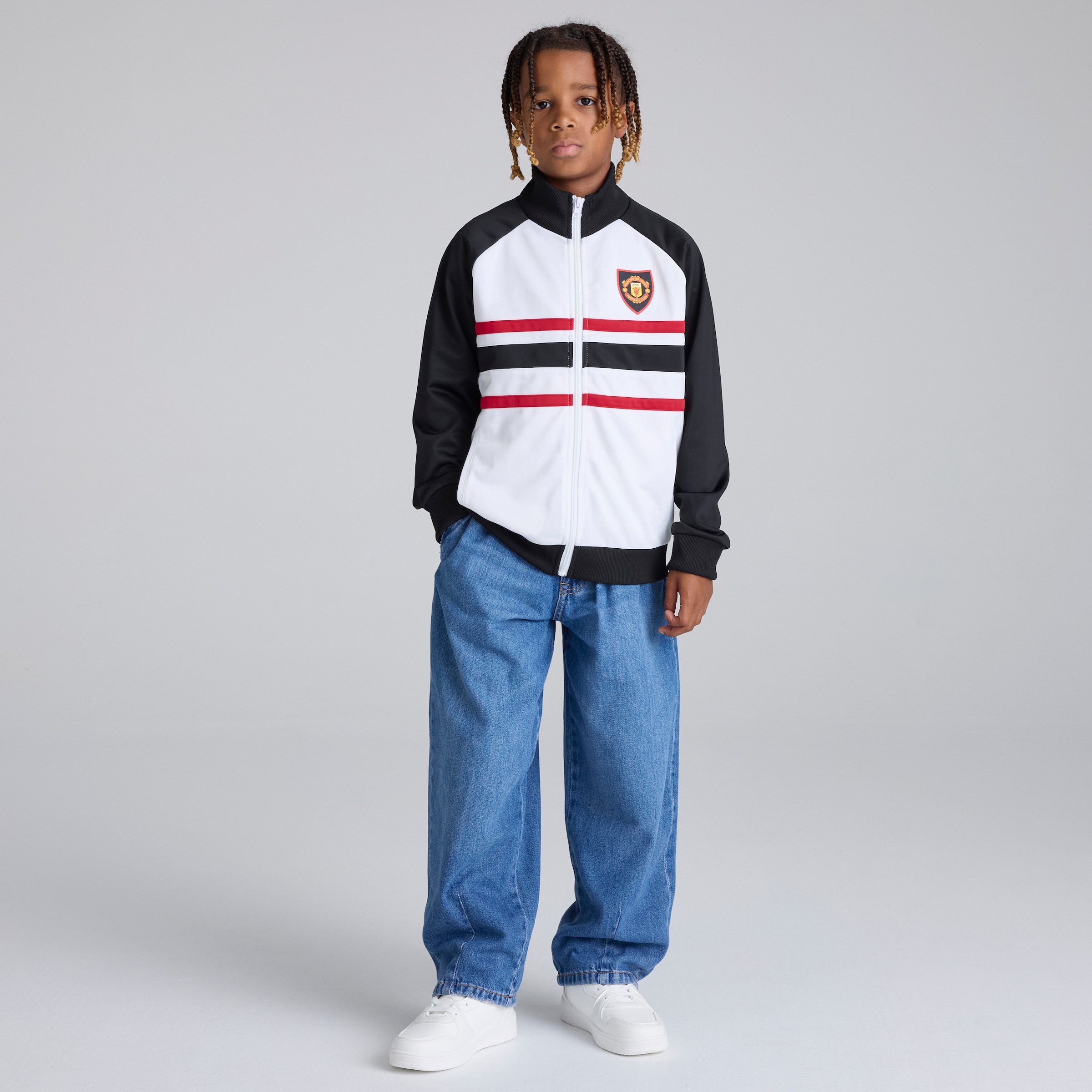 Manchester United Kids 1999 Away Inspired Full-Zip White Detail [3-5]