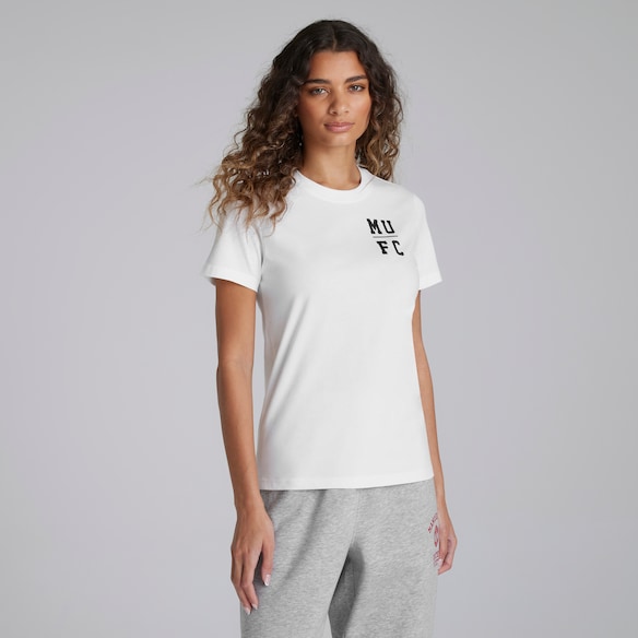 Manchester United Womens Varsity Back Print T-Shirt White White