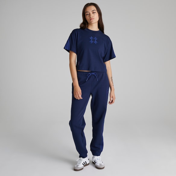 Manchester United x adidas Womens SZN Doubleknit Tracksuit Bottoms Blue Blue