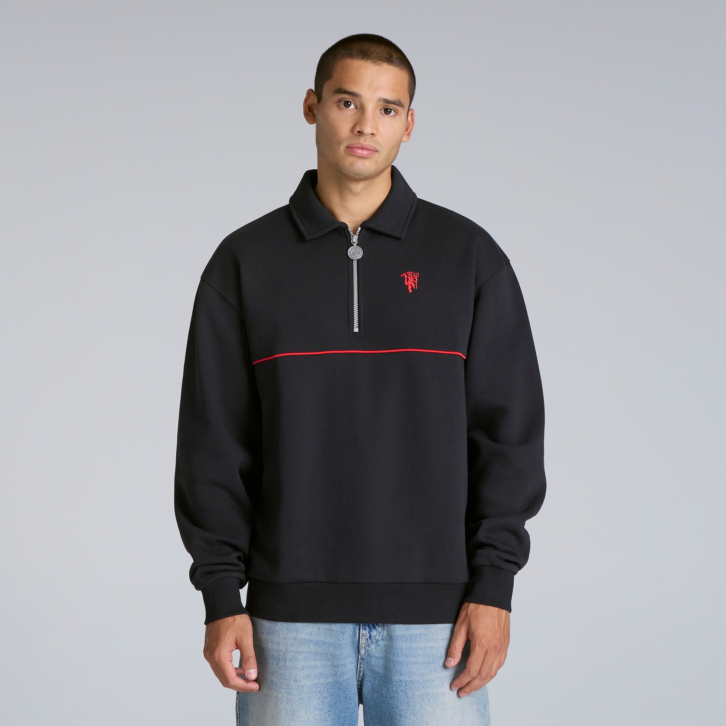 Manchester United There's Nothing on Earth Like Being a Red Quarter Zip Sweatshirt Black Negro