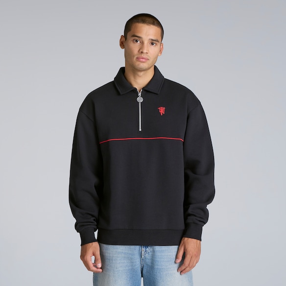 Manchester United There's Nothing on Earth Like Being a Red Quarter Zip Sweatshirt Black Negro