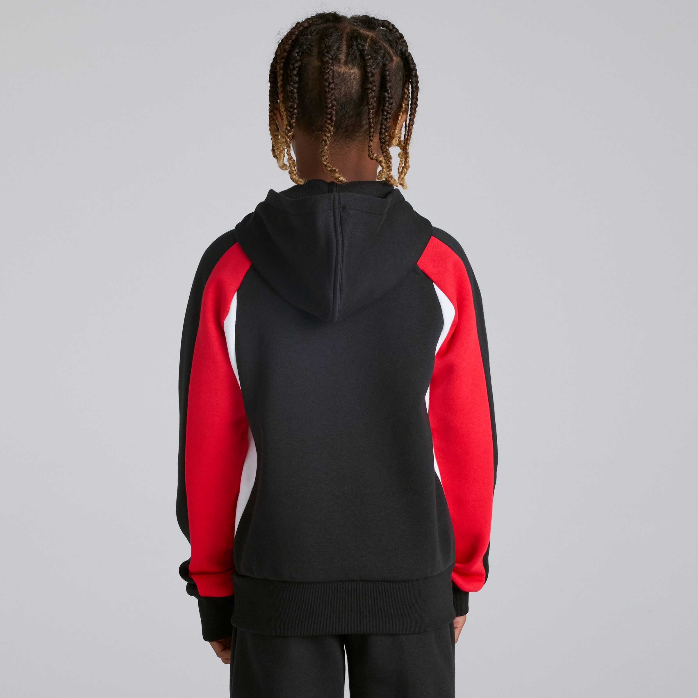 Manchester United x adidas Kids Colourblock Hoodie Black/Red Negro Detalle [2-5]