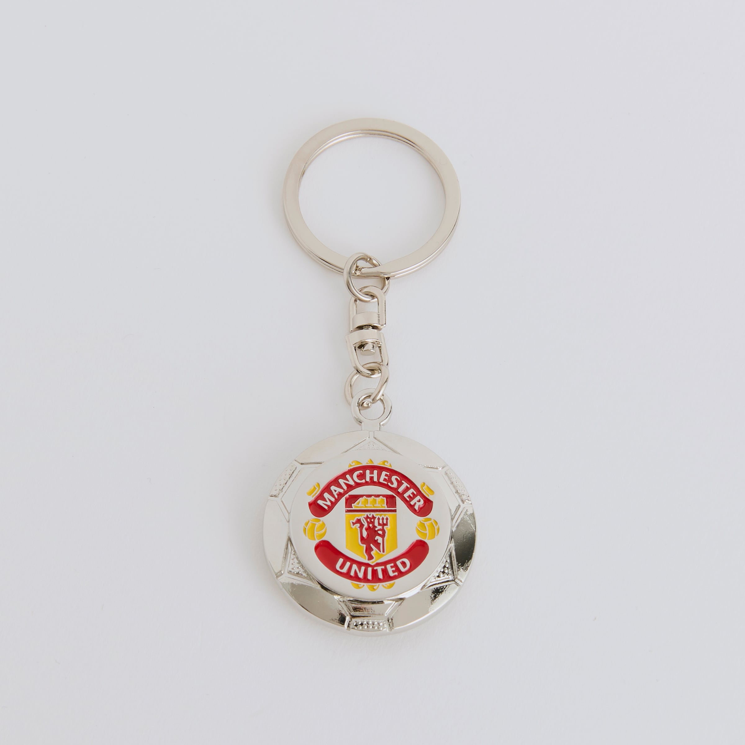 Manchester United Flat Football Keyring Silver Multi