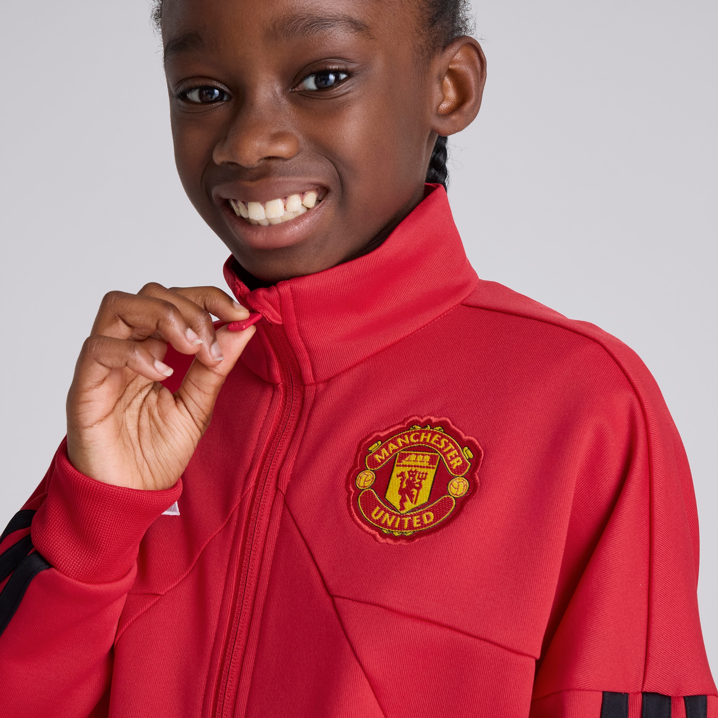 Manchester United x adidas Kids Track Top Red Red Detail [5-5]