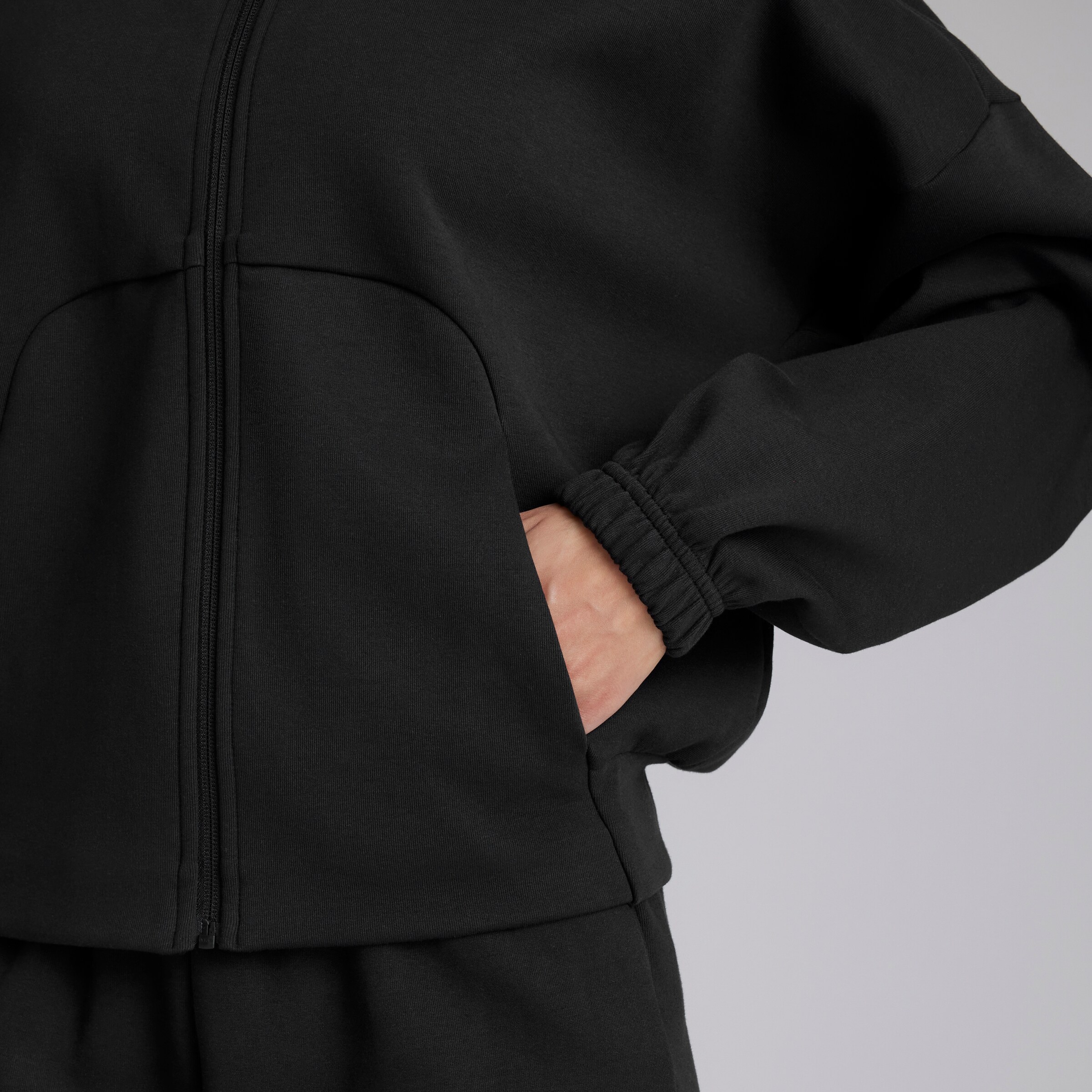 Manchester United x adidas Womens Future Icons Full Zip Hoodie Black Black Detail [4-5]