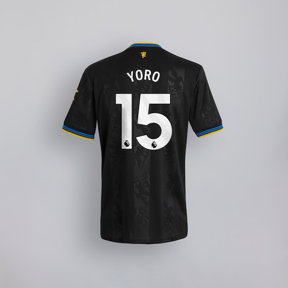 Manchester United 25/26 Third Kids Jersey with Yoro 15 EPL Printing & Badge Schwarz