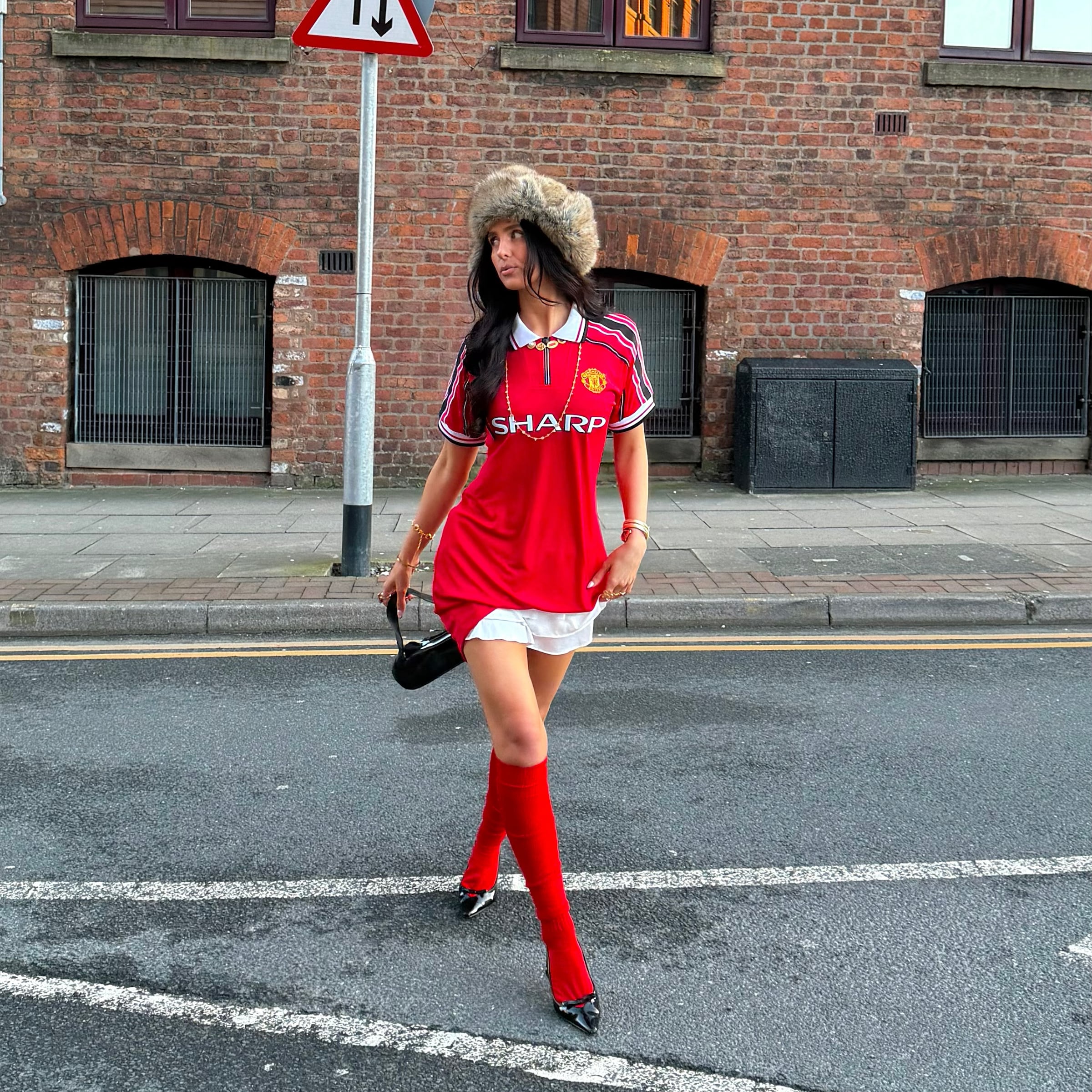 Manchester United Womens 1998/00 Retro Home Dress Red Red Detail [3-8]