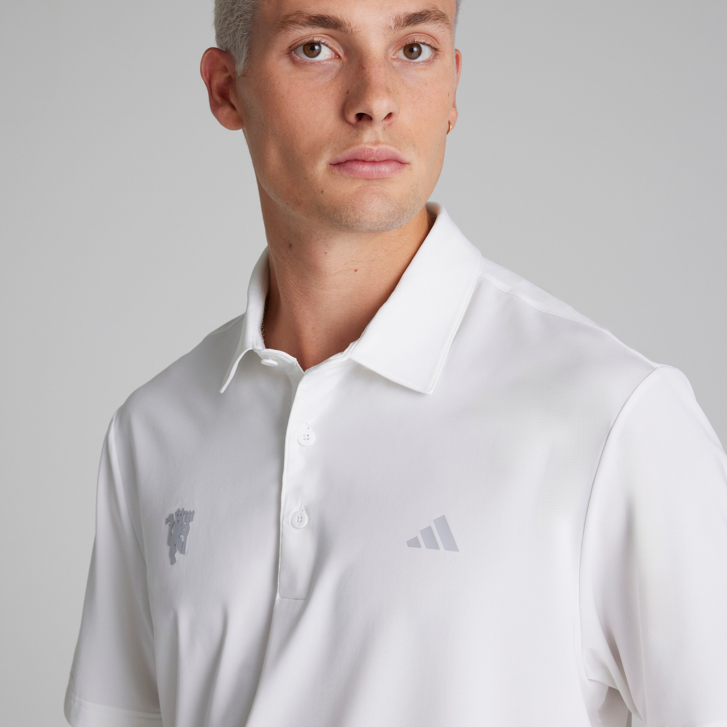 Manchester United x adidas Mens Golf Ultimate365 Solid Polo Shirt White White Detail [4-7]