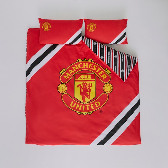 Manchester United Core Stripe Double Duvet Cover Red Rot