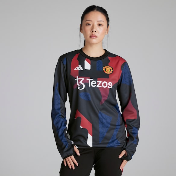 Manchester United Womens Pre-Match Warm Top Black Black