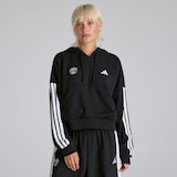 Manchester United x adidas Womens Essentials 3-Stripes 1/4-Zip Hoodie Black