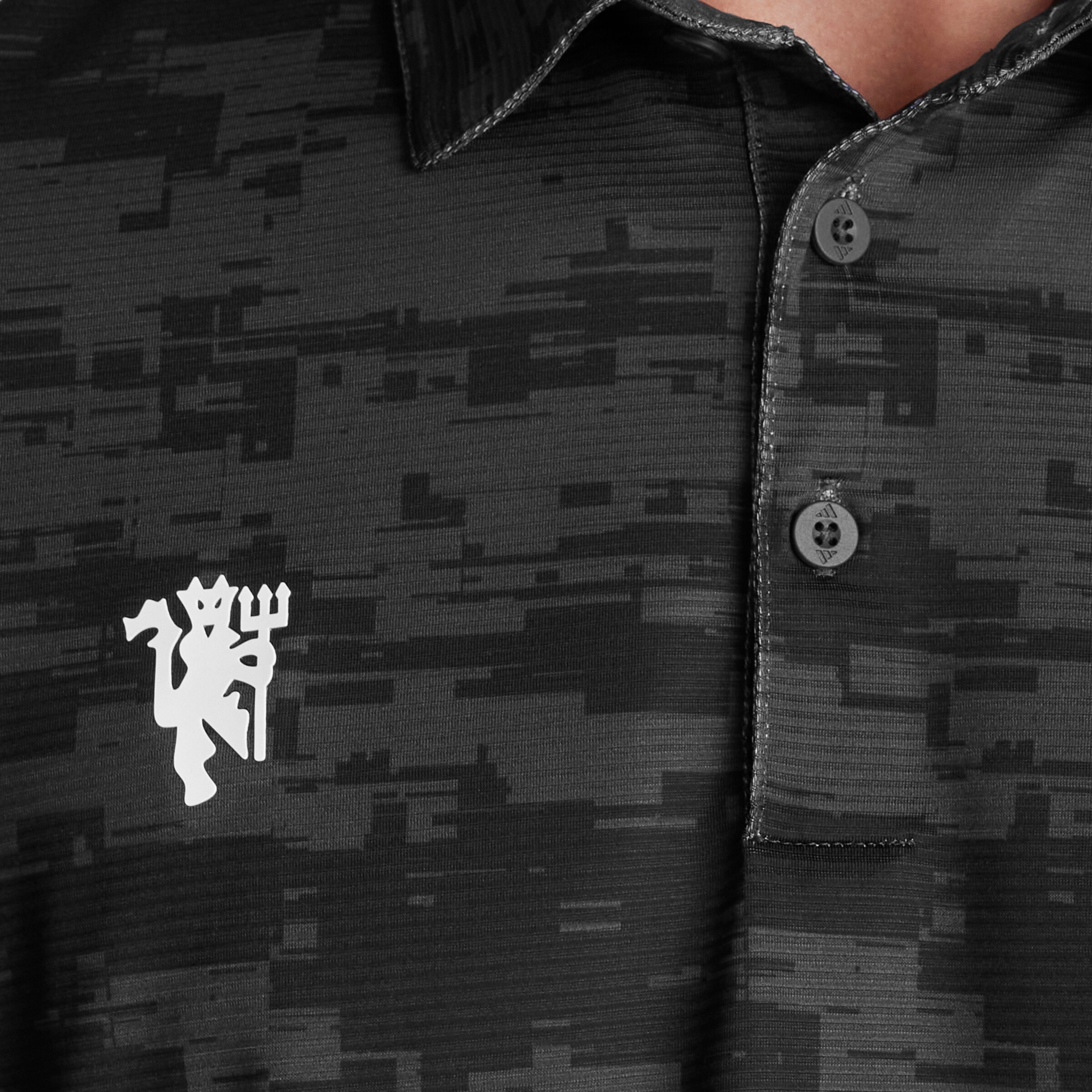 Manchester United x adidas Mens Golf Ultimate365 HEAT.RDY Stripe Polo Shirt Grey Grey Detail [5-7]