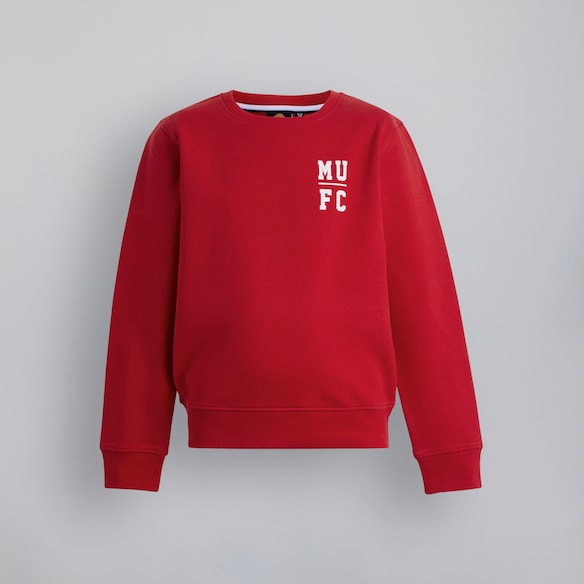 Manchester United Kids Varsity Back Print Sweatshirt Red Red