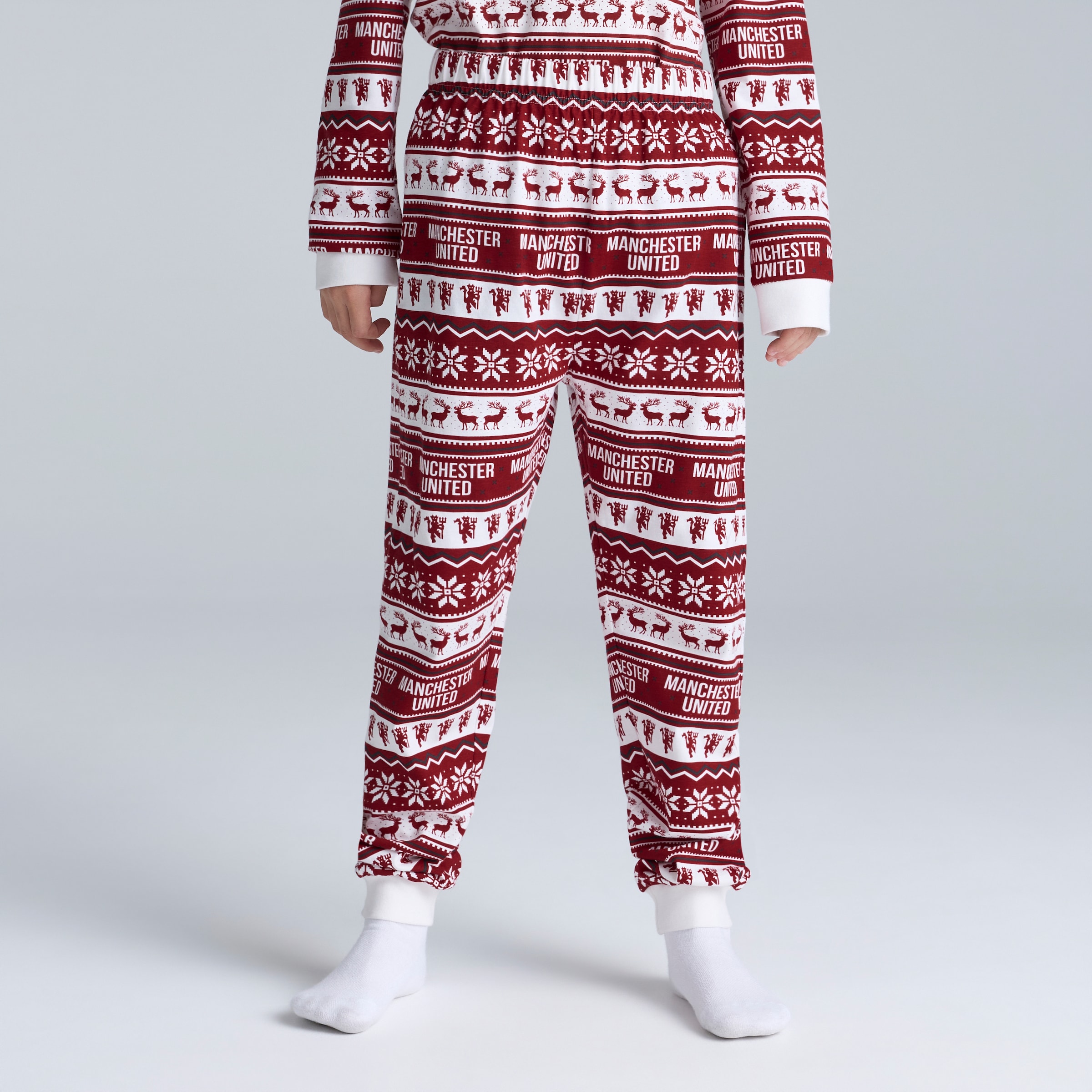 Manchester United Kids Christmas Fairisle Pyjamas Red Multi Detail [4-6]