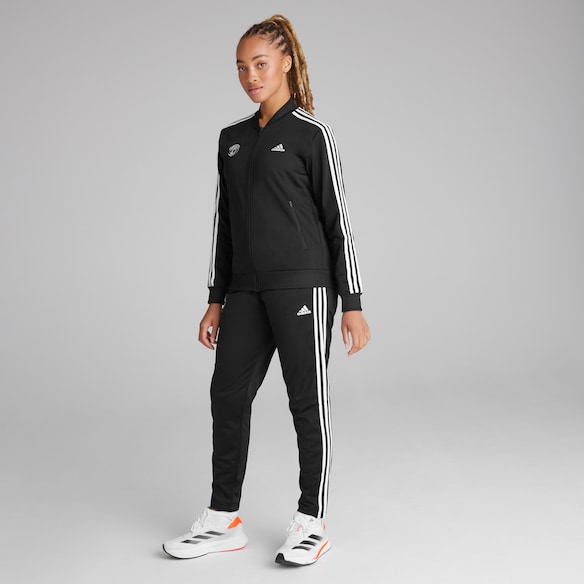 Manchester United x adidas Womens Essentials 3-Stripes Tracksuit Black 黑色