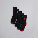 Manchester United Devil Emblem Socks 5 Pack Black