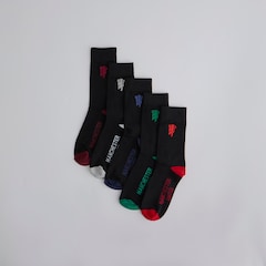 Manchester United Devil Emblem Socks 5 Pack Black
