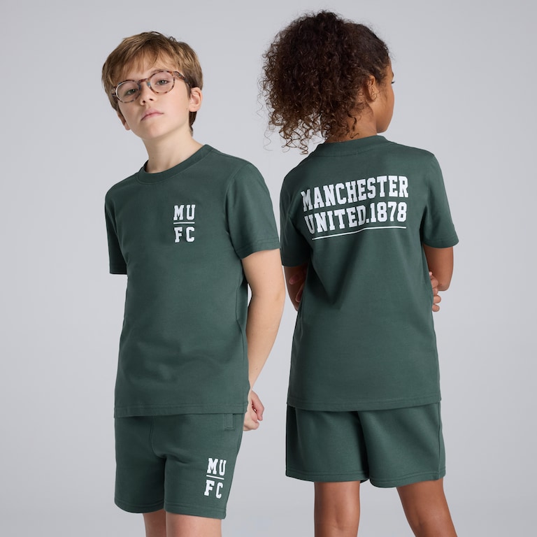 Manchester United Kids Varsity Back Print T-Shirt Green