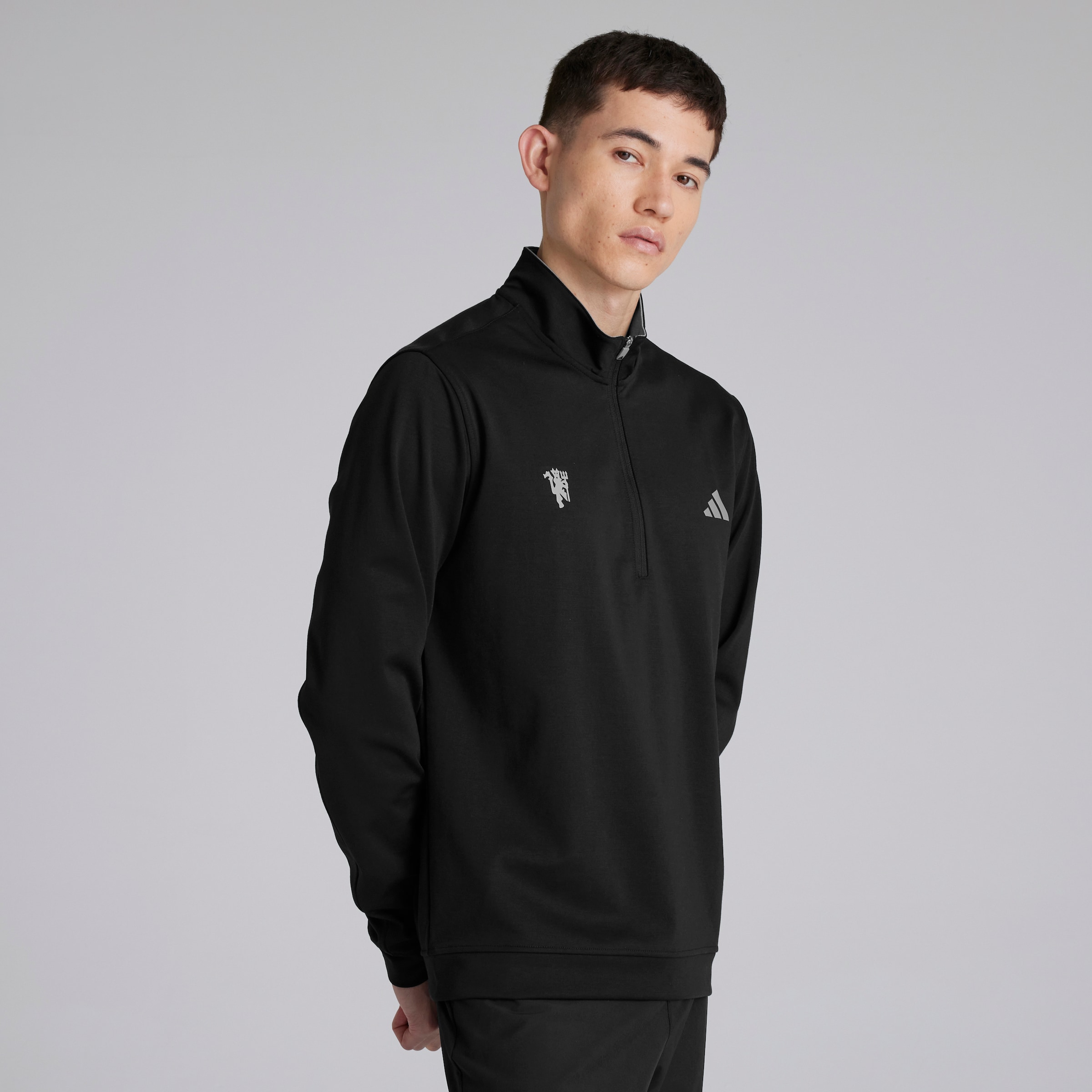Manchester United x adidas Golf Elevated 1/4 Zip Sweatshirt Black Black