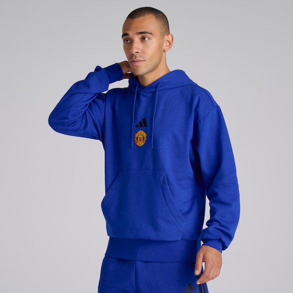 Manchester United x adidas Essentials Feelcozy Hoodie Blue Blue
