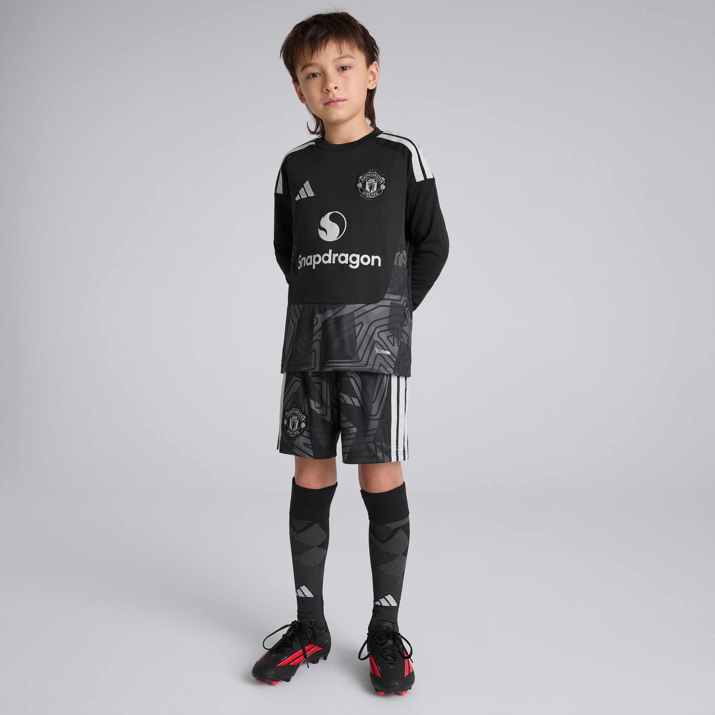 Manchester United Kids 26/27 Home Goalkeeper Long Sleeve Jersey Black Noir Détail [3-6]