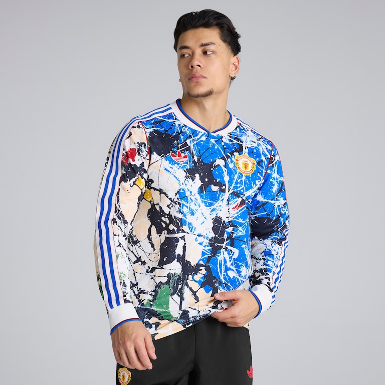 Manchester United x adidas Stone Roses Long Sleeve Jersey Blue