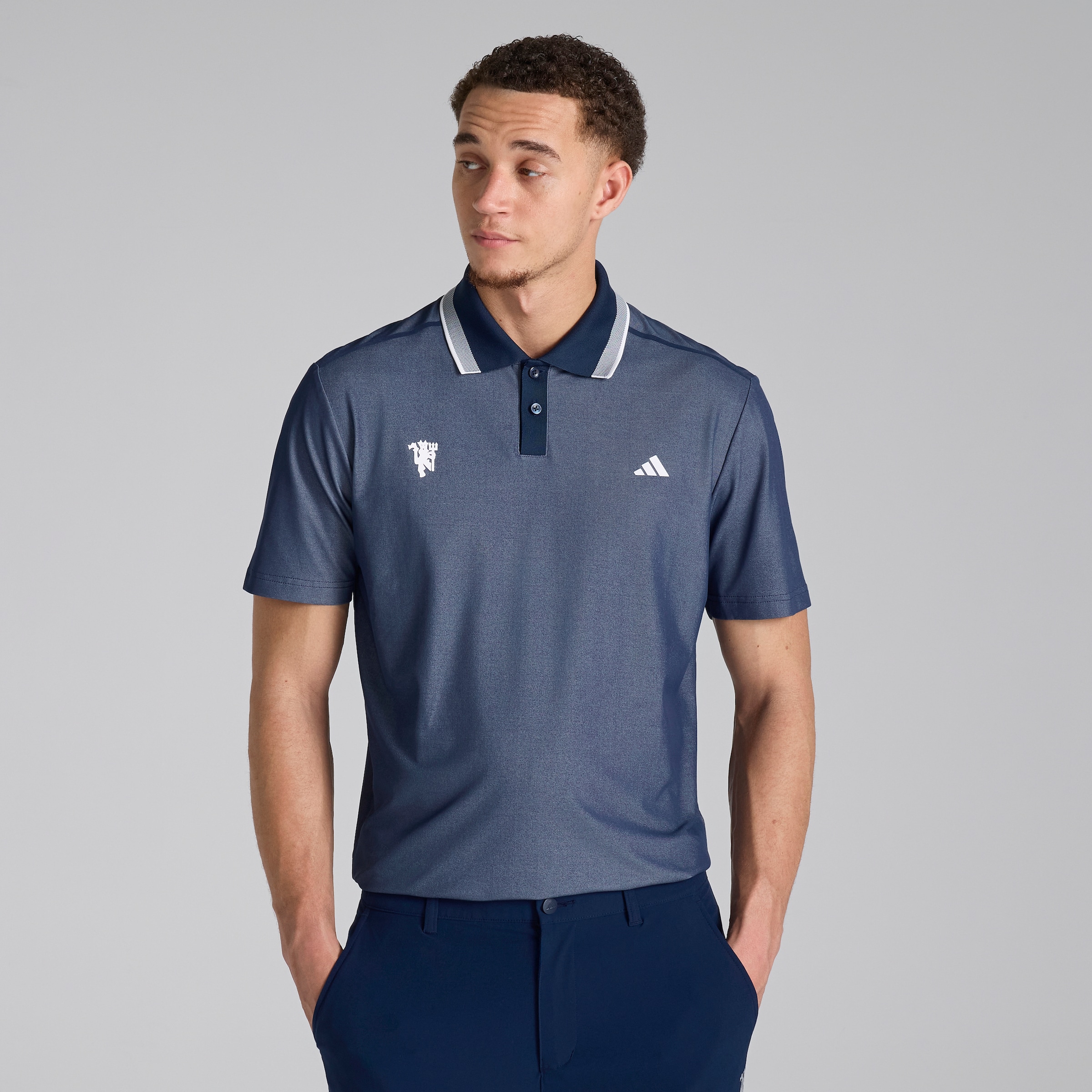 Manchester United x adidas Ultimate365 Tour Pique Polo Shirt Navy Navy blue