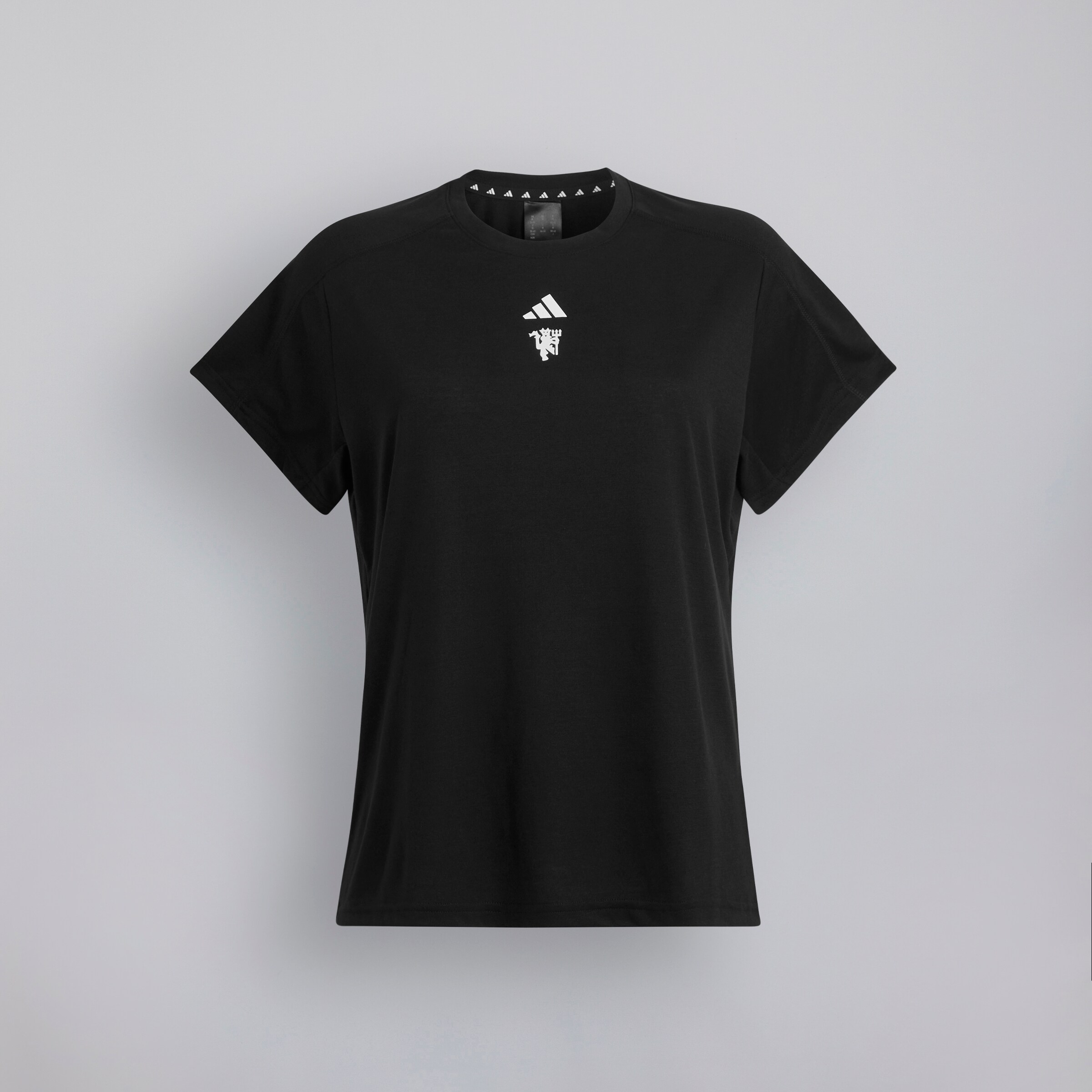 Manchester United x adidas Womens Essentials Training AEROREADY T-shirt Black Noir Détail [5-6]
