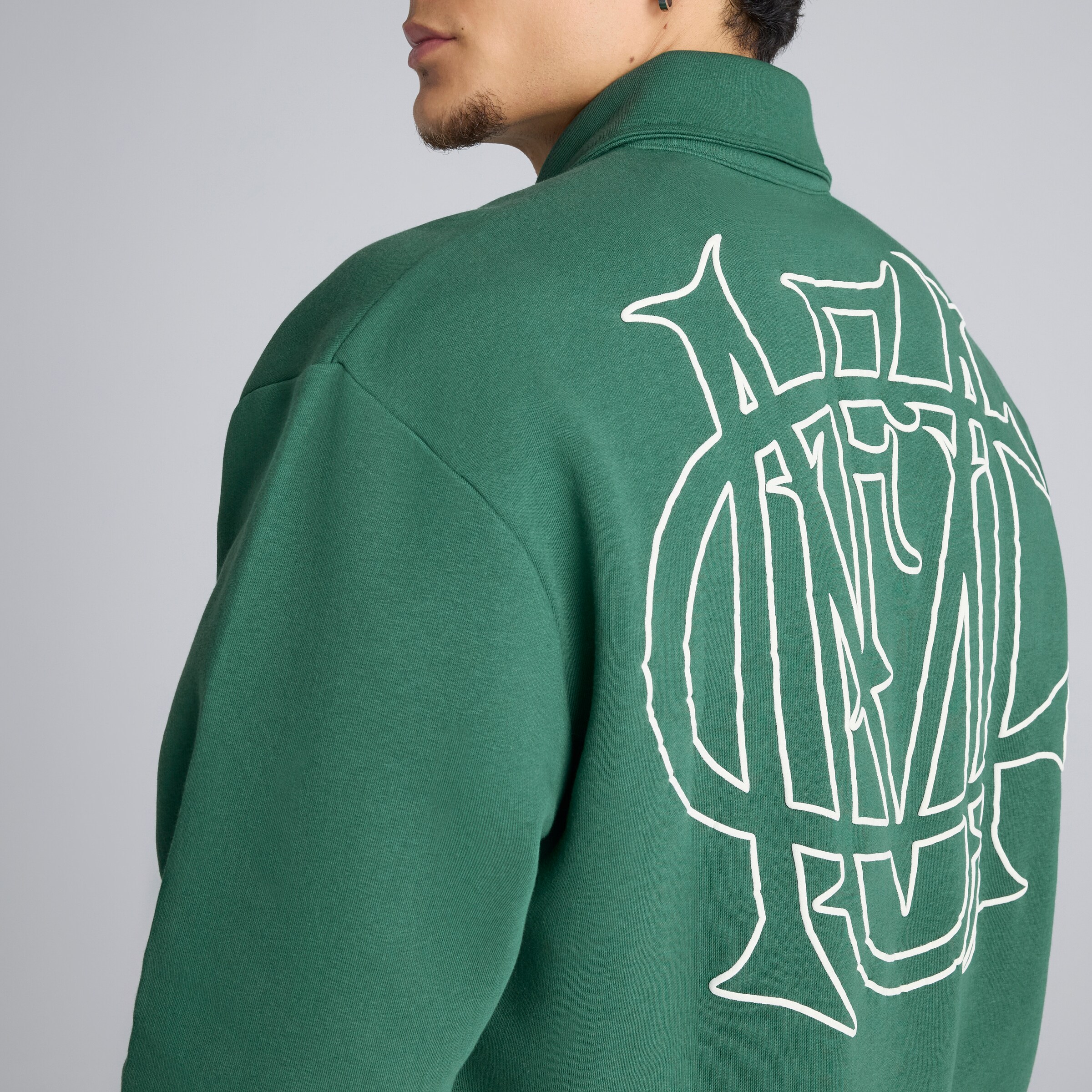 Manchester United Archive Quarter Zip Sweatshirt Green Green Detail [6-6]