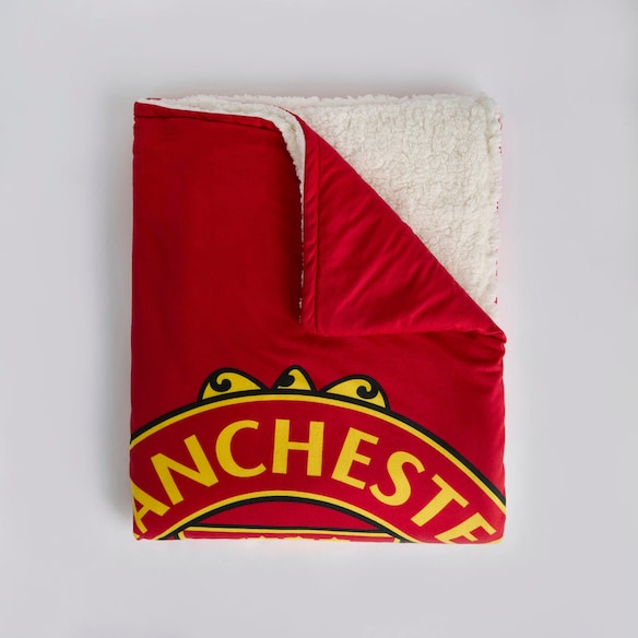 Manchester United Core Stripe Sherpa Plüschdecke Rot Rot