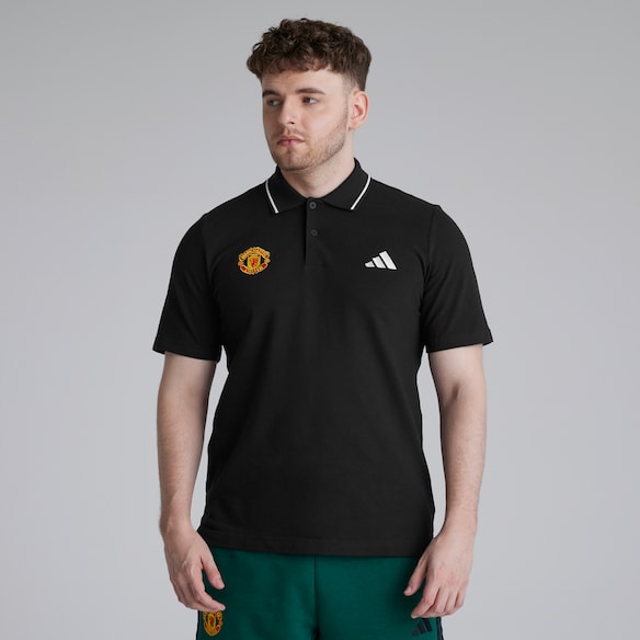 Manchester United x adidas Essentials Pique Polo Shirt Black Black