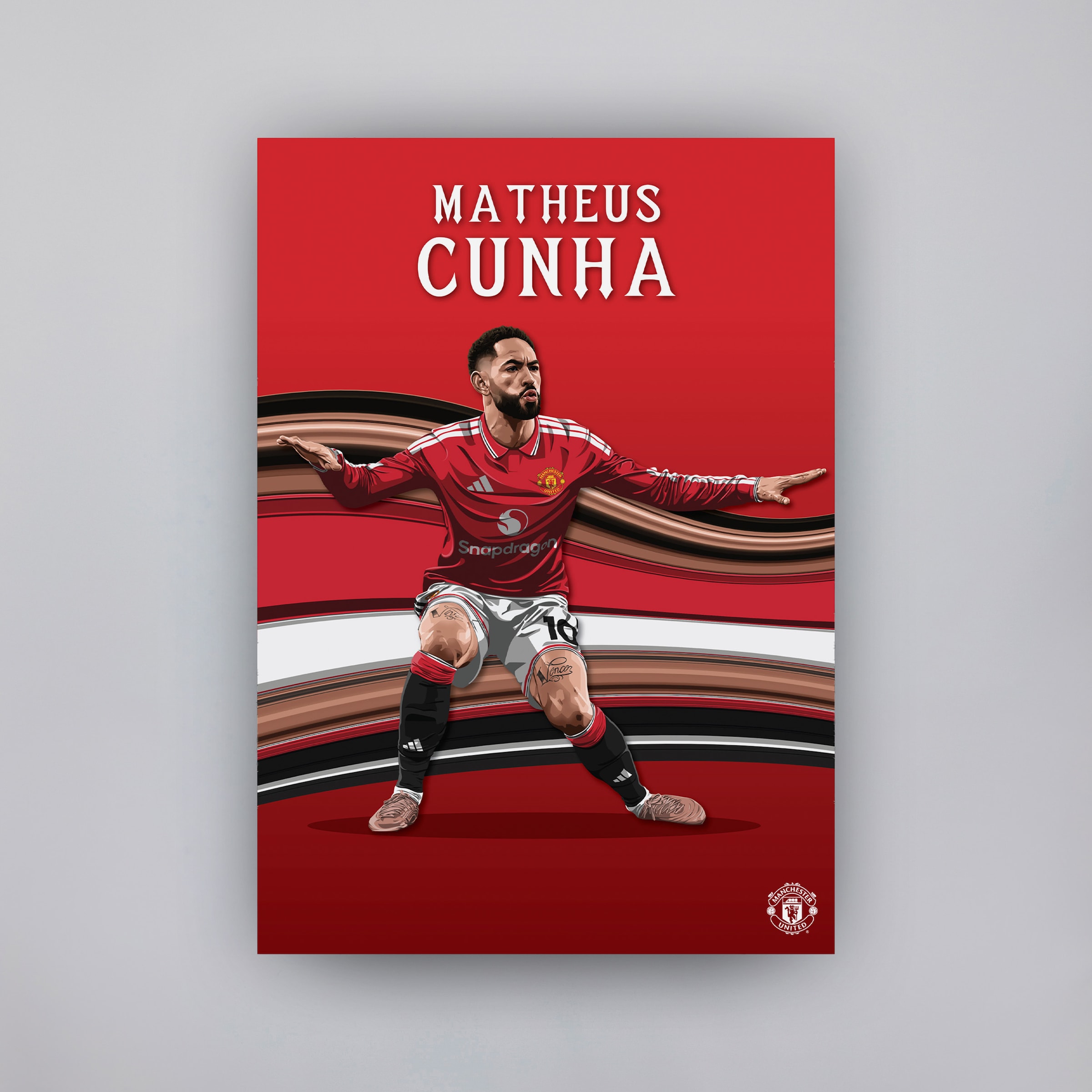 Manchester United Cunha 26/27 Illustrated A2 Poster Red Red
