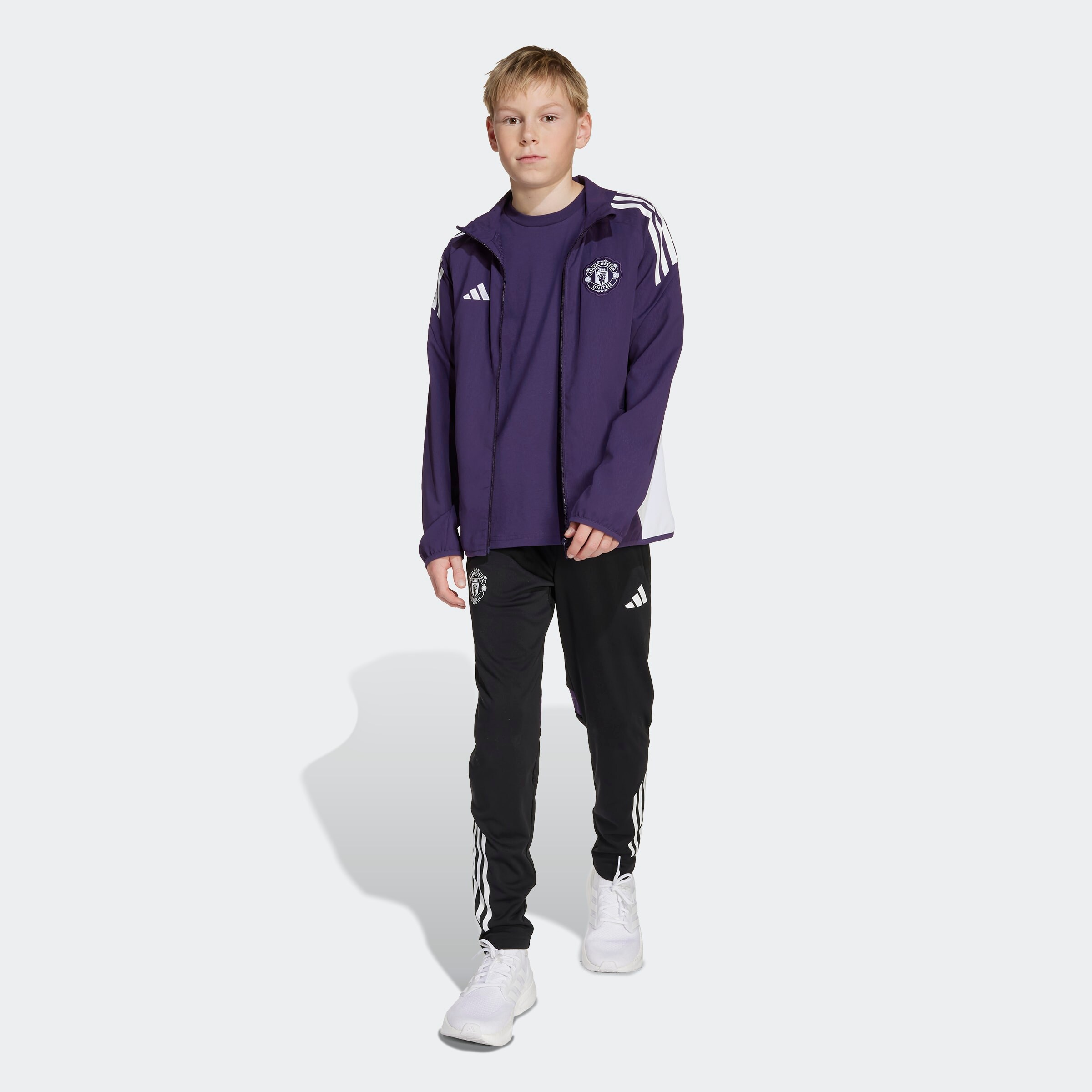 Manchester United Tiro 25 Competition Presentation Jacket Kids Violet Détail [5-8]