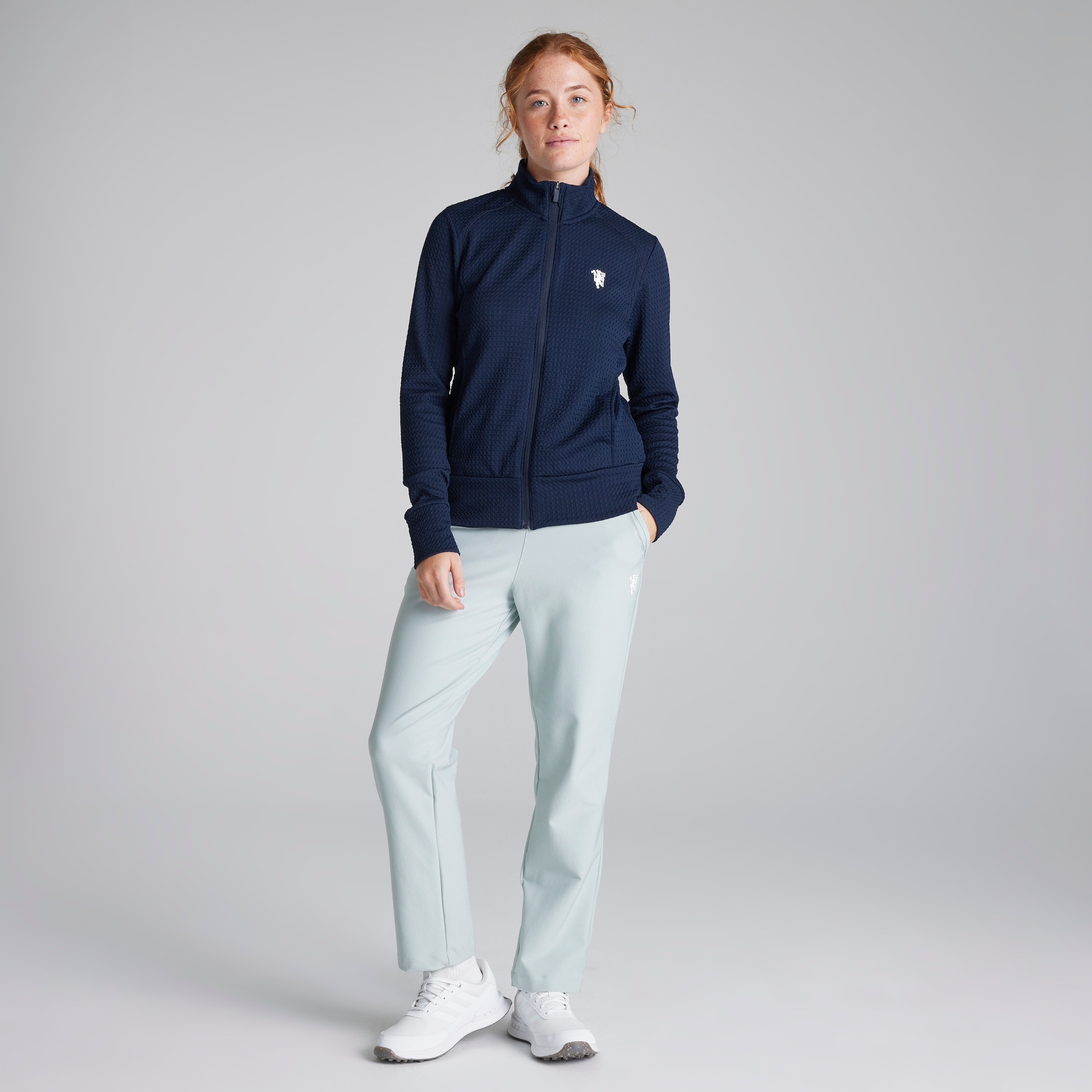 Manchester United x adidas Womens Golf Ultimate365 Textured Jacket Navy Navy blue Detail [3-5]