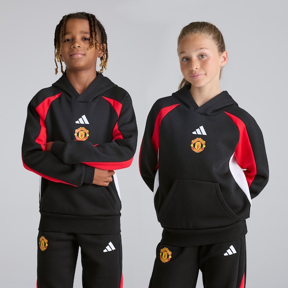 Manchester United x adidas Kids Colourblock Hoodie Black/Red Black