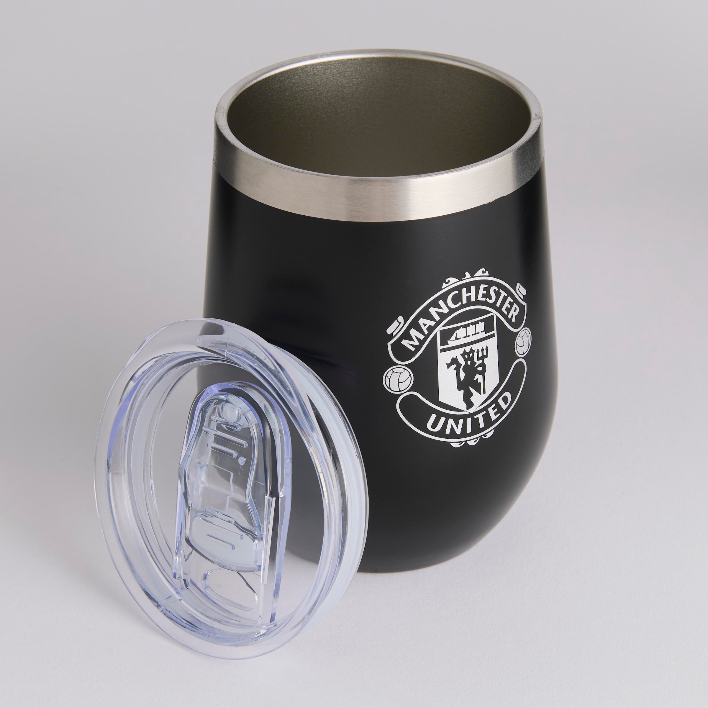Manchester United Metallic Crest Travel Cup Black Black