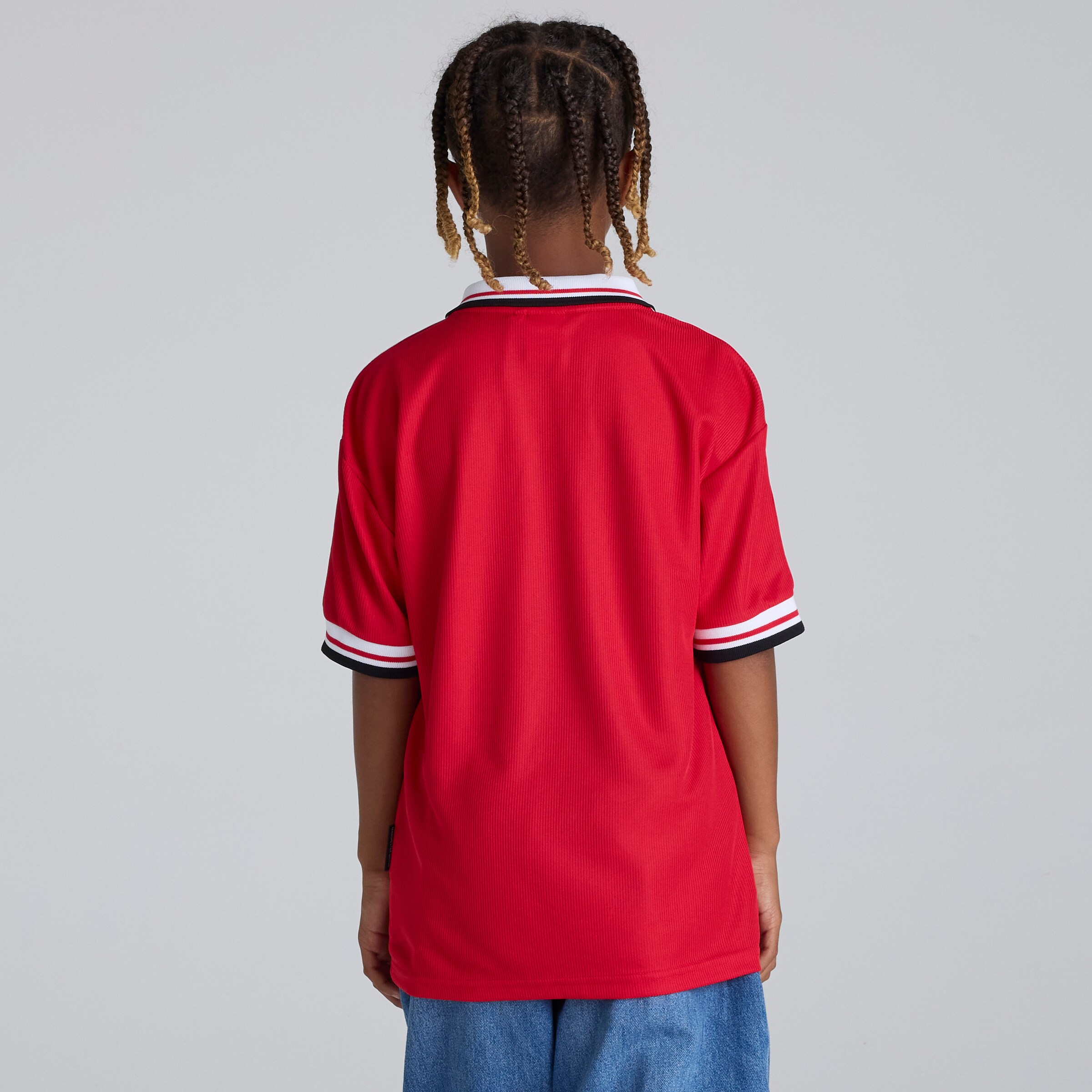 Manchester United Kids 1998-00 Home Shirt Red Red Detail [2-5]