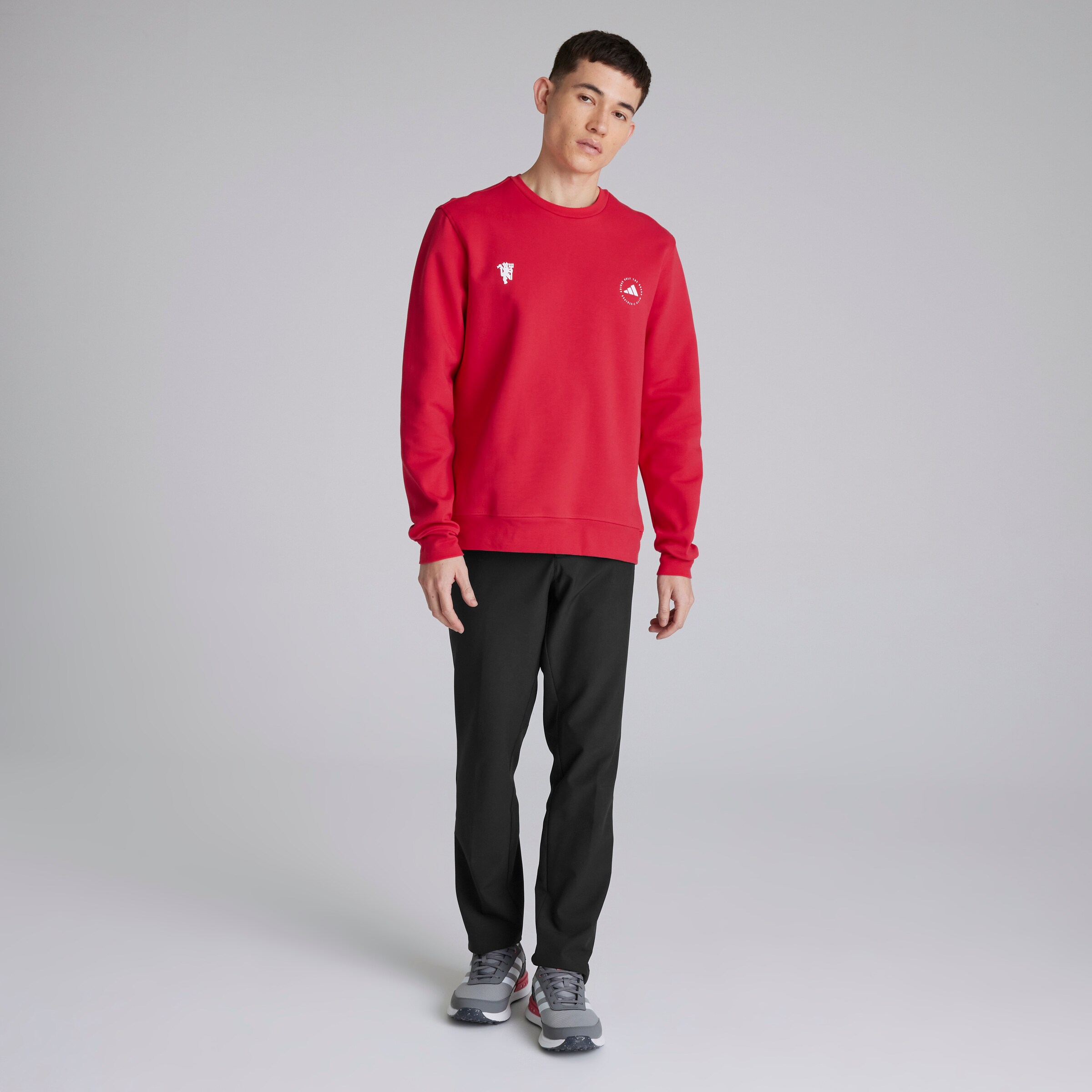 Manchester United x adidas Golf Crewneck Sweatshirt Red Red Detail [3-4]