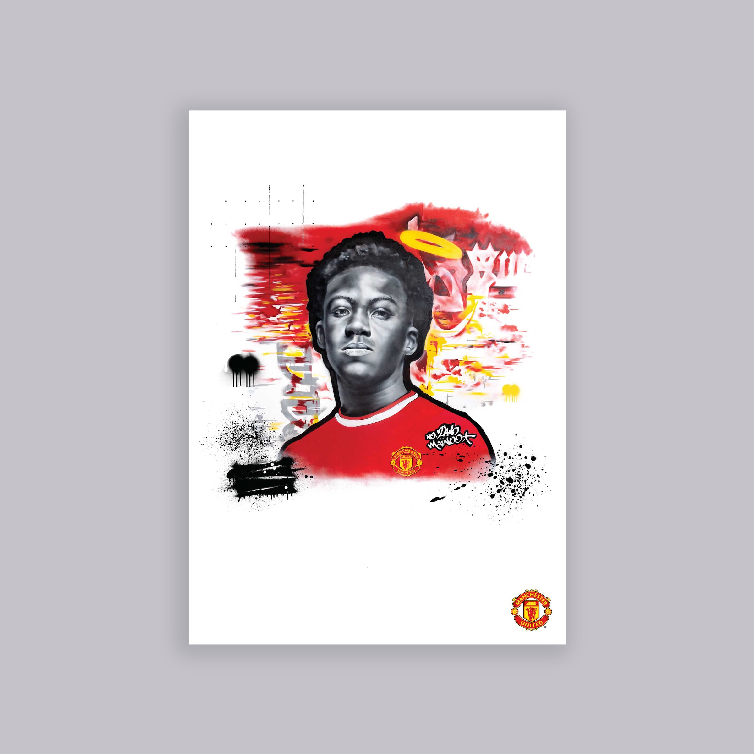 Buy Manchester United Graffiti Mainoo A2 Poster | Manchester