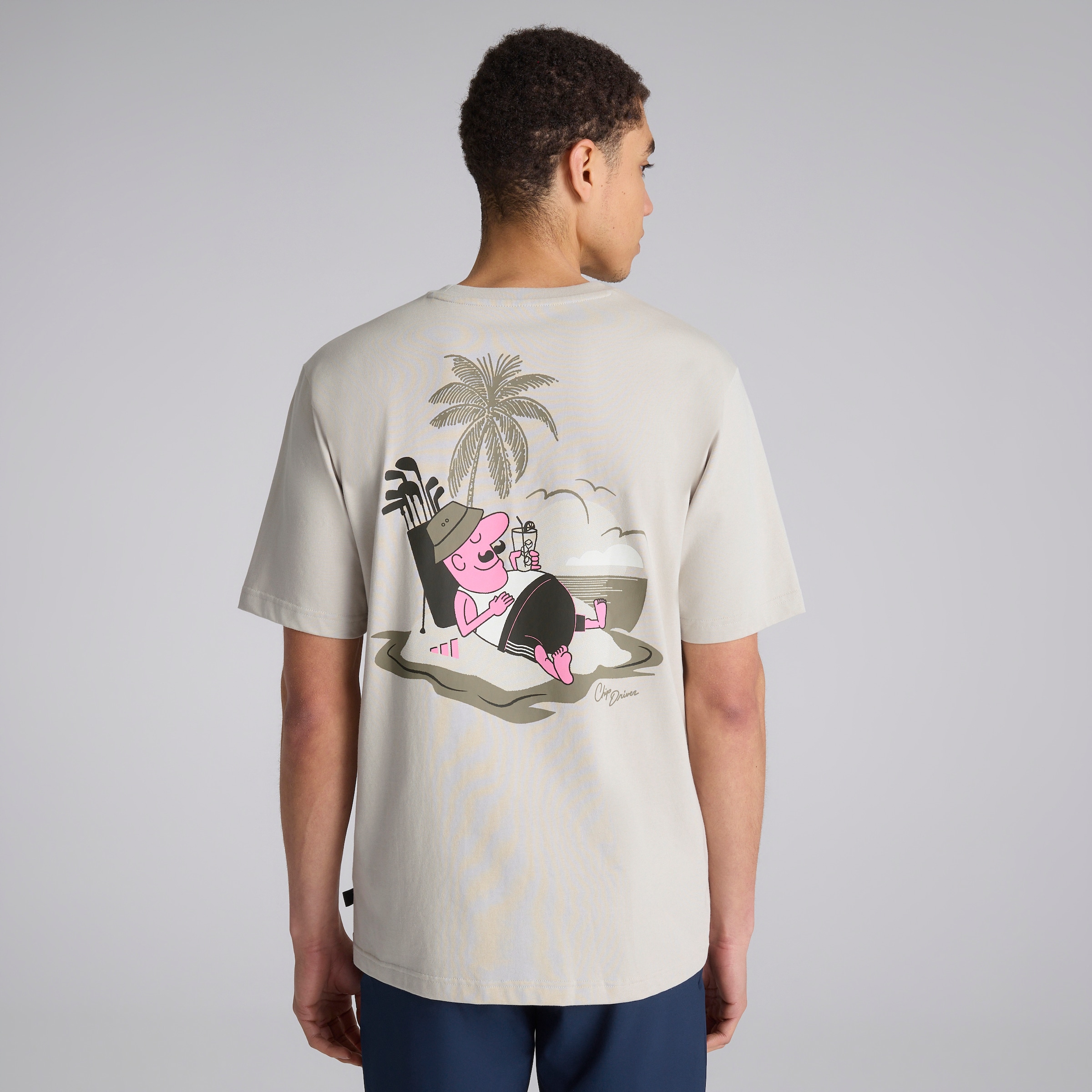 Manchester United x adidas Golf Chip in Paradise Graphic T-Shirt Beige White Detail [2-5]