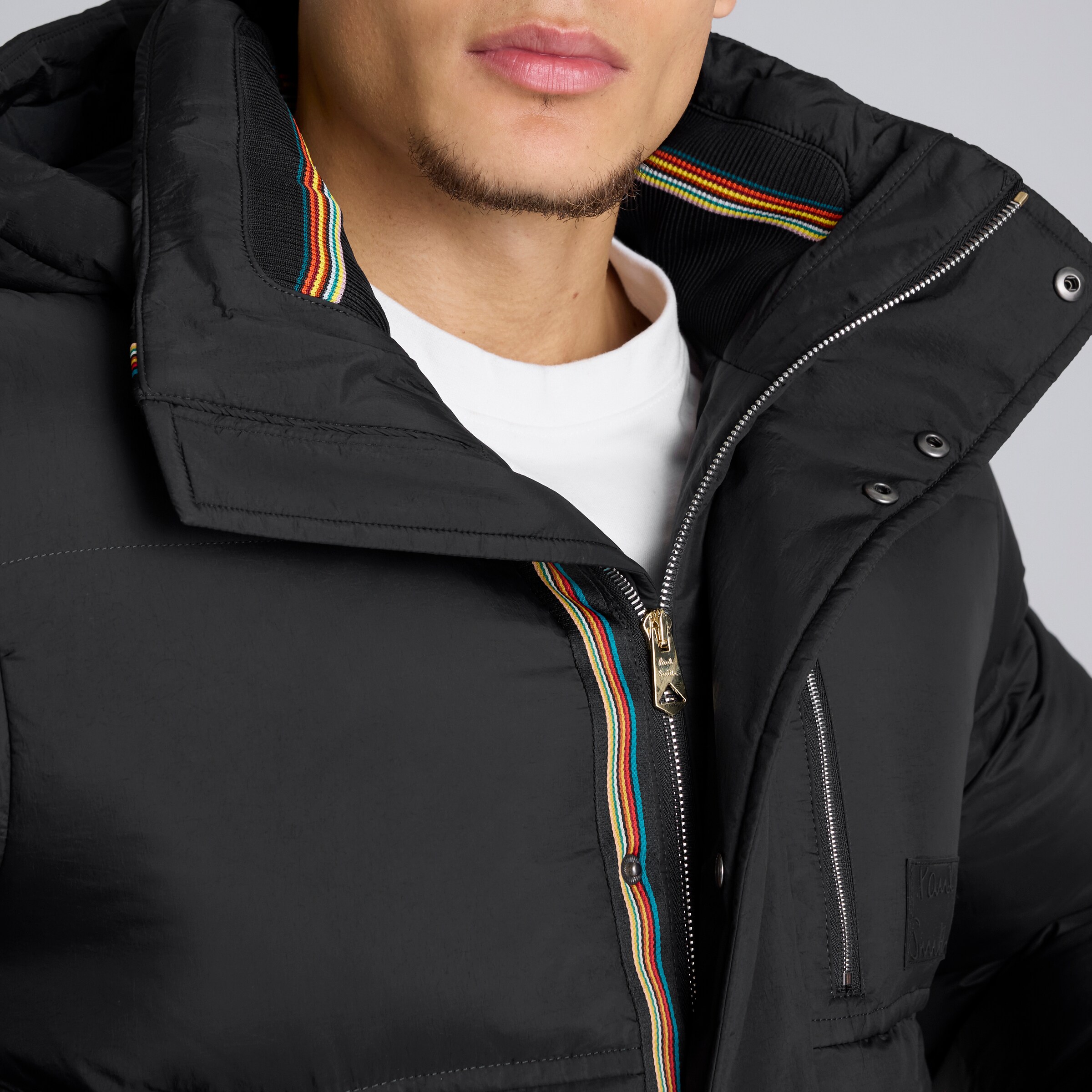 Paul Smith Water Repellent Mid-Length Down Coat Black Noir Détail [5-7]