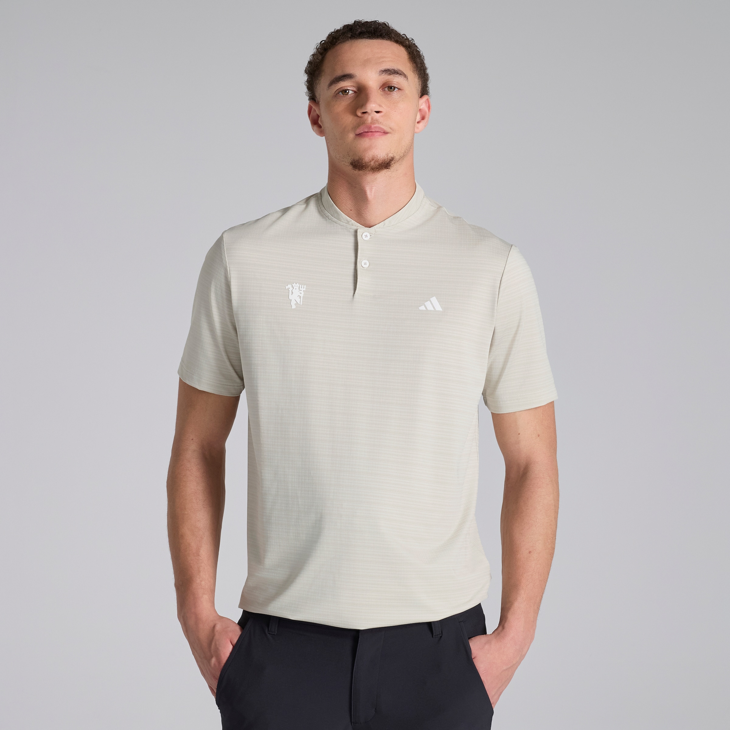 Manchester United x adidas Golf Ultimate365 Sport Collar Polo Shirt Beige White