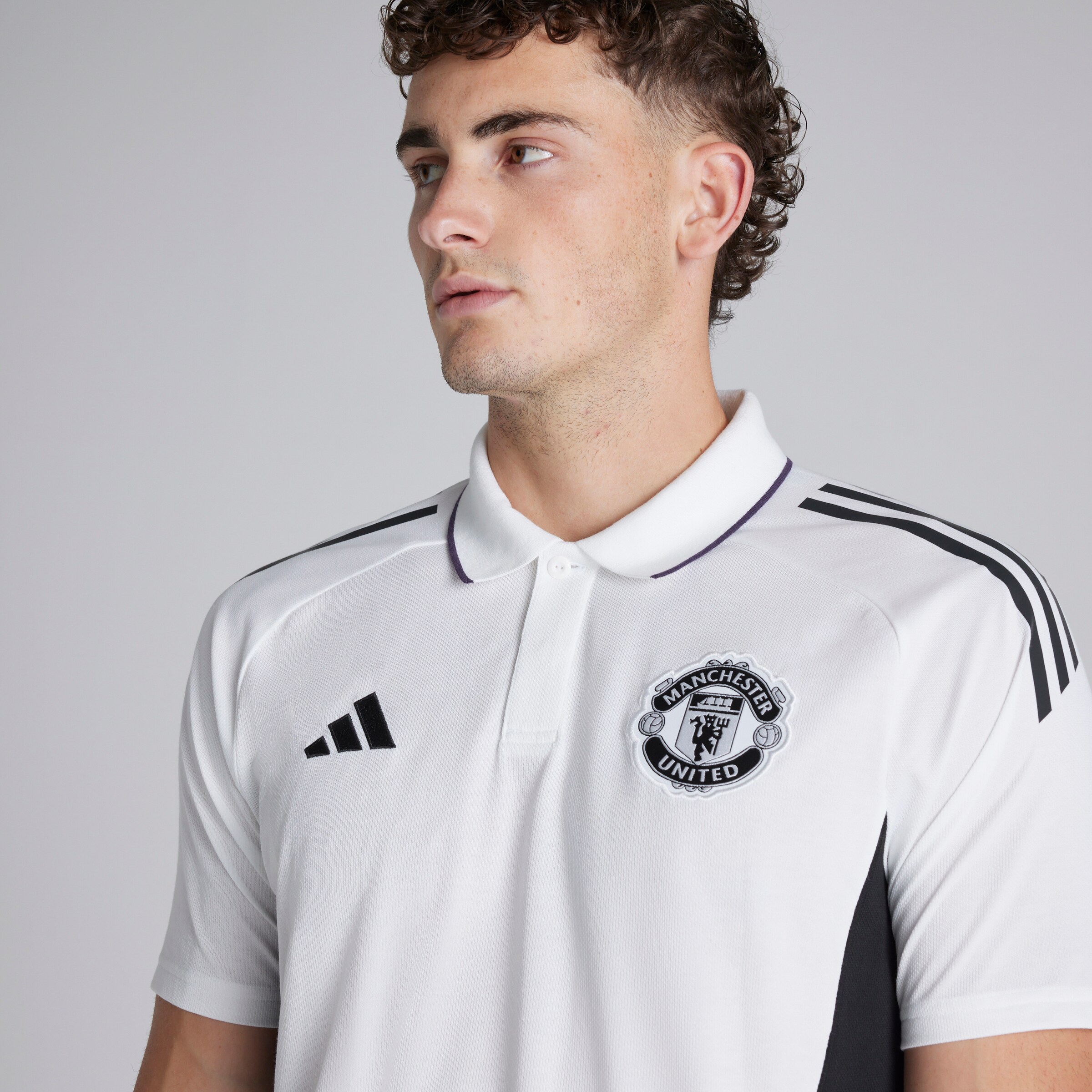 Manchester United Tiro 25 Competition Polo Shirt Blanc Détail [5-7]
