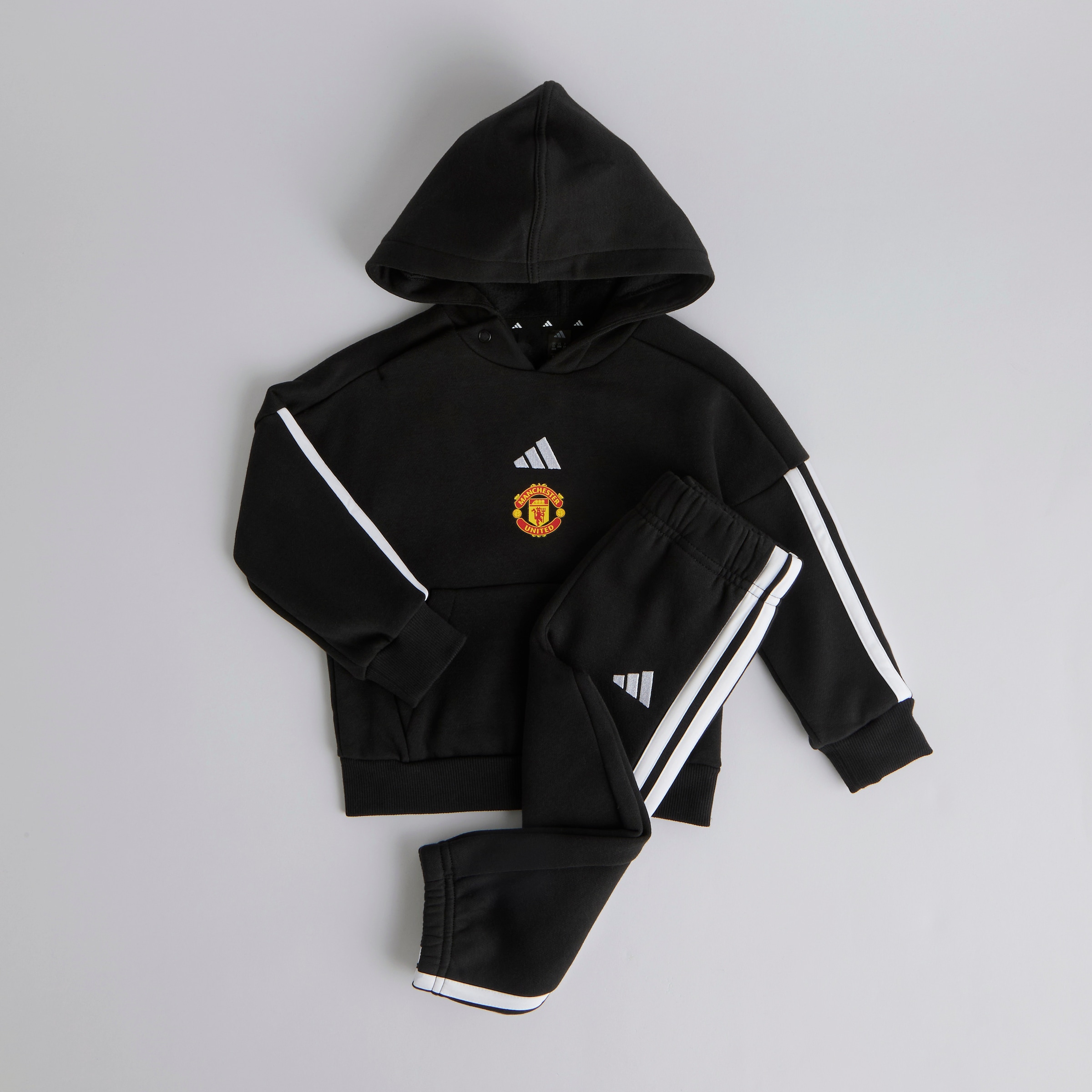 Manchester United x adidas Infant Essentials Hooded Jogger Set Black Black
