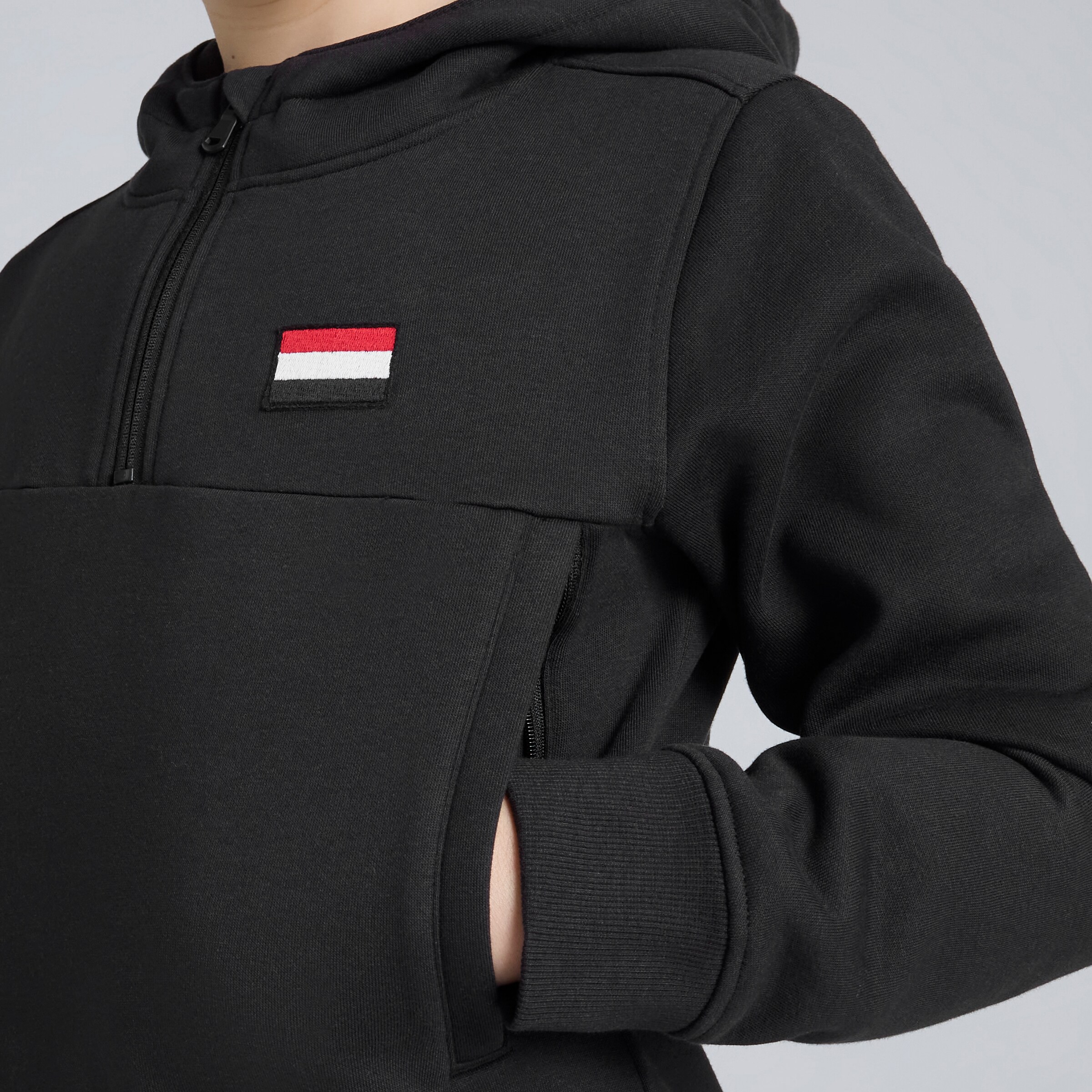 Manchester United Kids Quarter Zip Hoodie Black Black Detail [6-6]