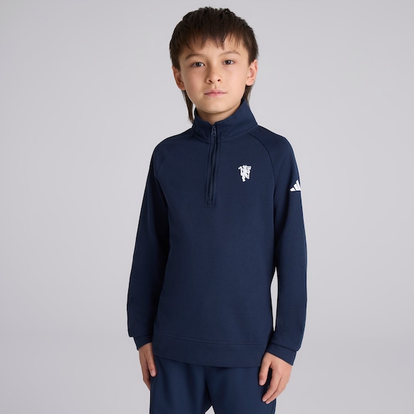 Manchester United x adidas Kids Golf 1/4 Zip Layer Top Navy Navy blue