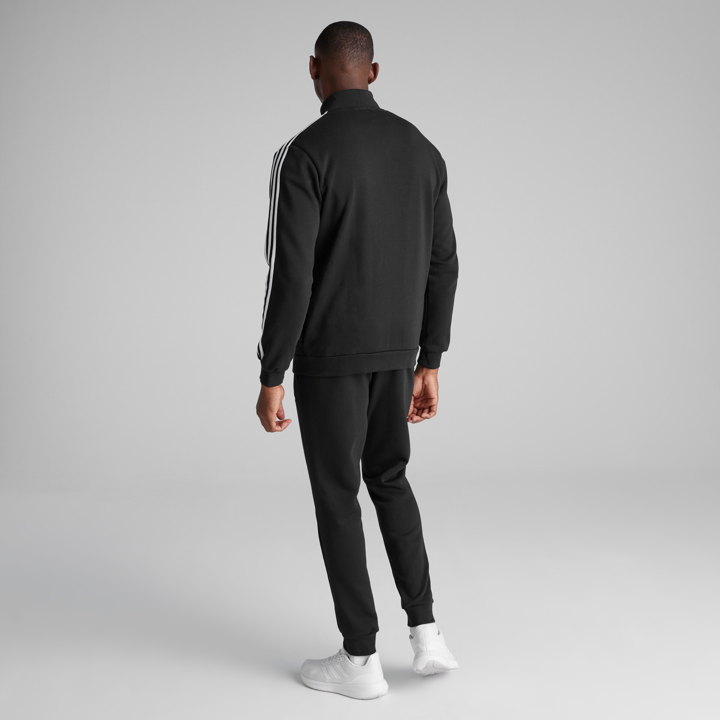 Manchester United x adidas Mens Basic 3-Stripes Fleece Tracksuit Black Black Detail [2-4]