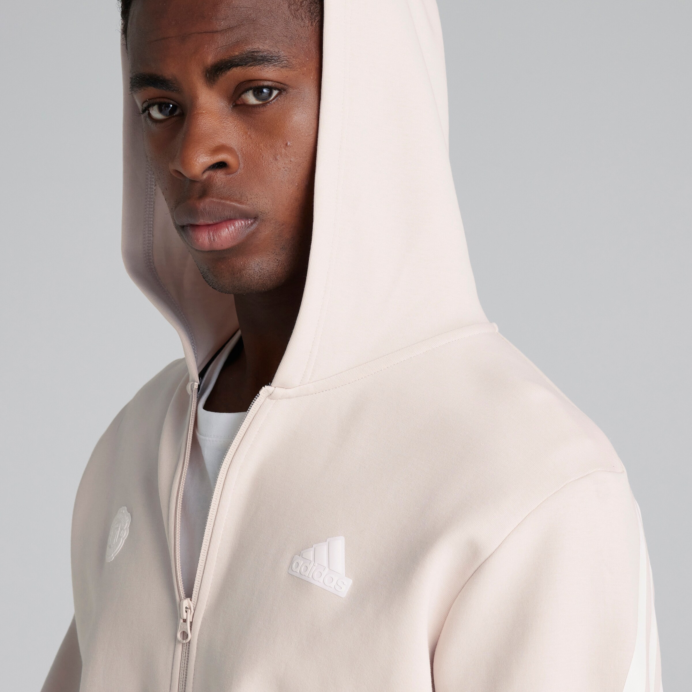 Manchester United x adidas Future Icons Hoodie Pink Pink Detail [5-5]