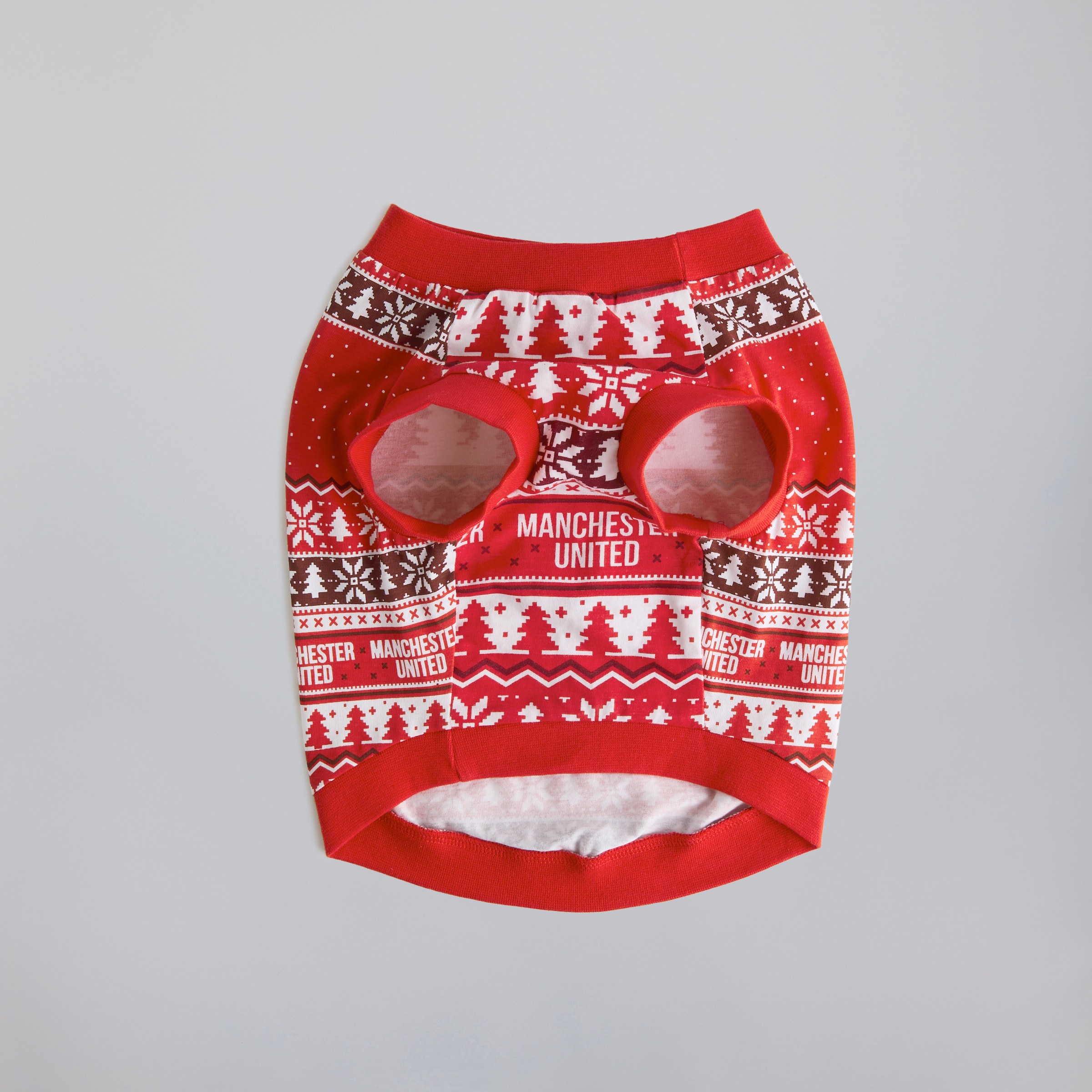 Manchester United Pet Christmas Fairisle Pyjama Red Red Detail [3-4]