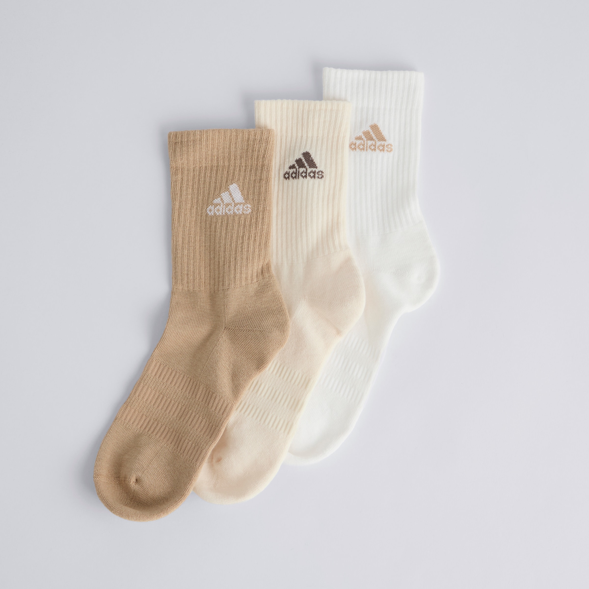 Manchester United x adidas Essentials Cushioned Crew Socks 3 Pack White/Beige/Brown Multi